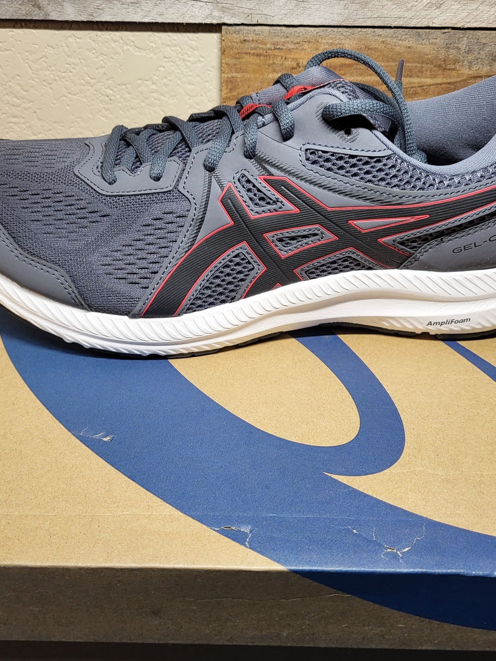 *NEW* ASICS GEL-Contend 7 Running Shoes Carrier Grey/Classic Red Size Men’s 12